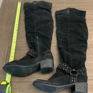 Over the Knee Boots - Black with Studs - Size 8